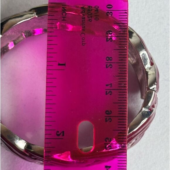 Chunky Plum and Silver Braided Design Hinged Bangle Bracelet NWOT - Picture 10 of 11